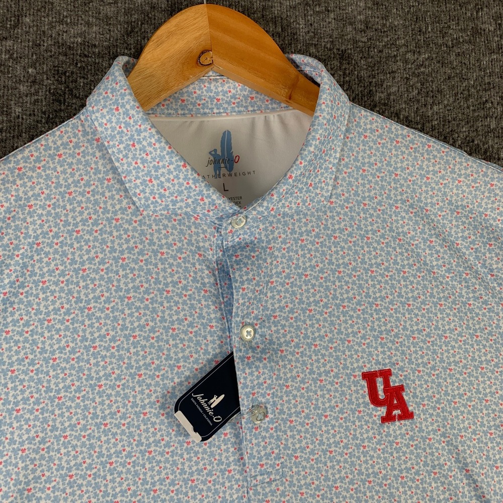 Johnnie O Featherweight Polo Men Large College Preppy Golf Floral UPF NEW